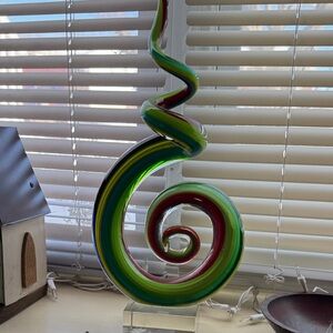 Vibrant Rainbow Murano Handblown Glass Spiral Art